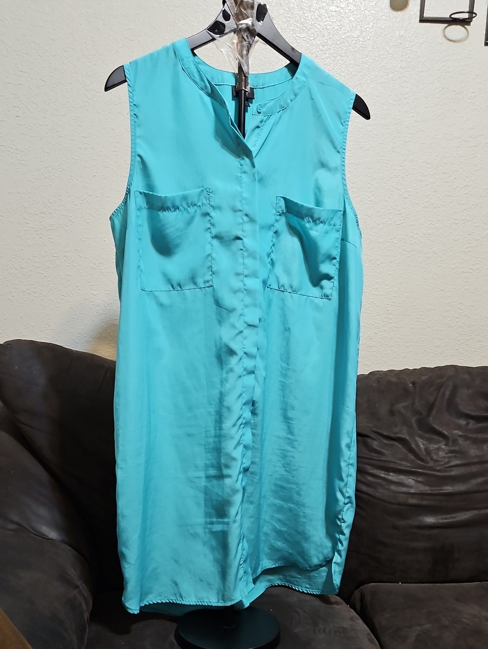Mossimo Supply Co. Turquoise Sleeveless Button-Front Midi Dress